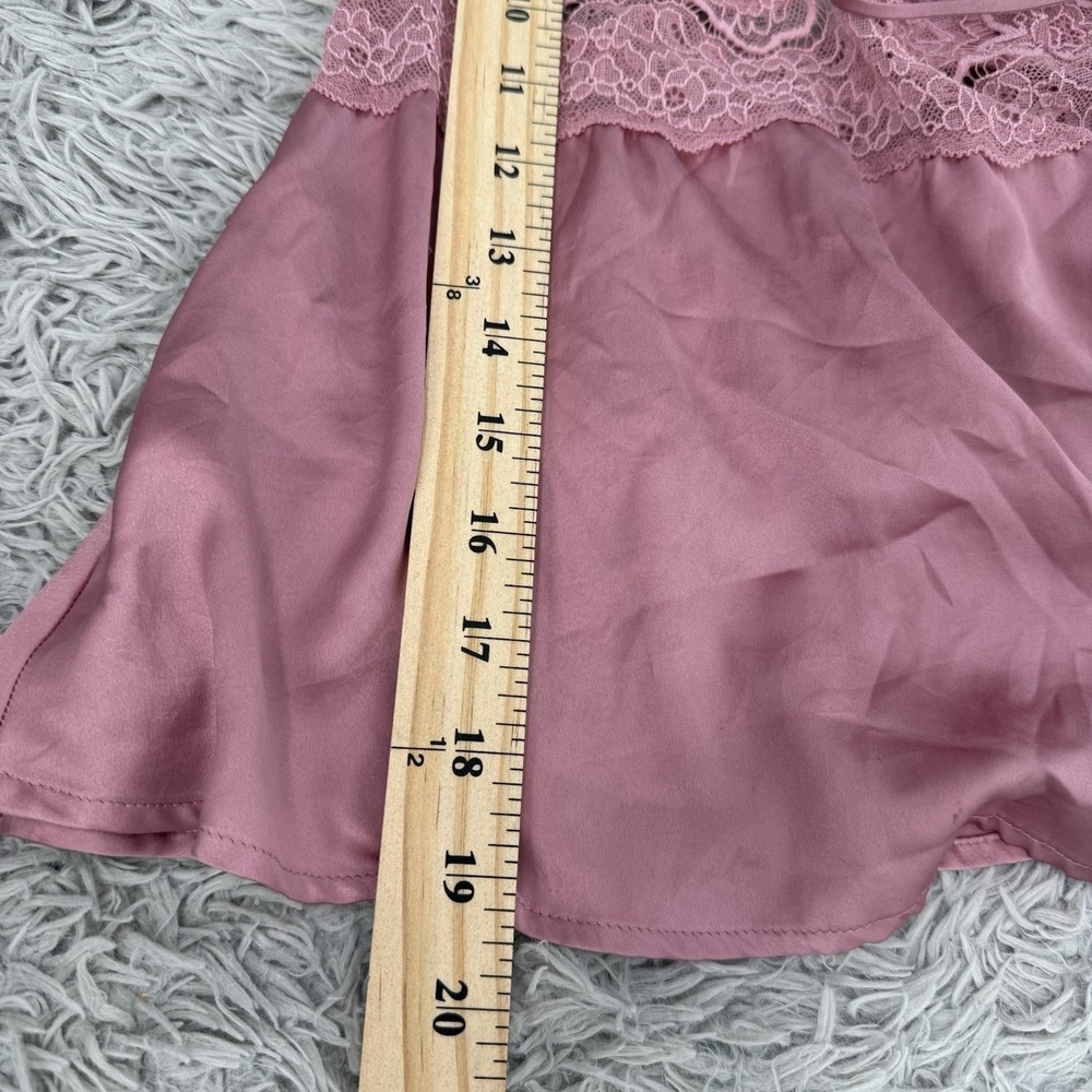 Victoria Secret Cami Top Pink Lace Trim Satin Adjustable Straps Open Back XS - Picture 7 of 9